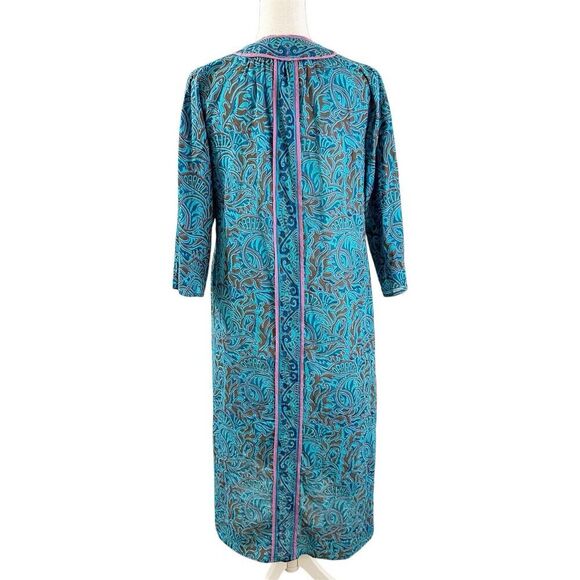 Cleobella Womens Midi Dress Size XS Kaftan Printed Tassel Neck Boho Festival - Picture 3 of 11